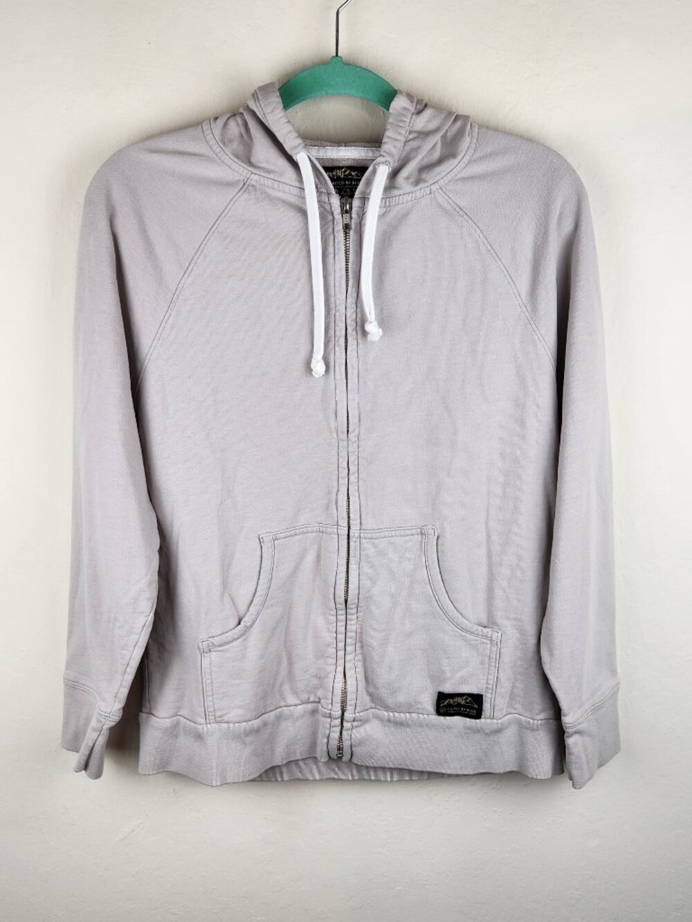 United by Blue Gray Organic Cotton Blend Full Zip Raglan Sleeve Hoodie L